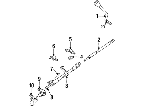 1998 Ford Crown Victoria Gear Shift Control - AT Gear Shift Assembly Diagram for XW7Z-7210-AA