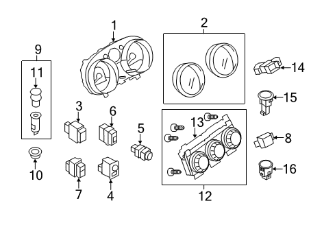 2012 Nissan Rogue Cluster & Switches, Instrument Panel Switch Assy Diagram for 25535-JM00A