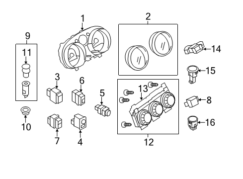 2008 Nissan Rogue A/C & Heater Control Units Speedometer Assembly Diagram for 24820-JM03C