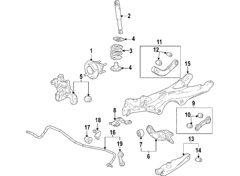 2005 Pontiac G6 Rear Suspension, Lower Control Arm, Upper Control Arm, Stabilizer Bar, Suspension Components Rear Shock Absorber Assembly Diagram for 10379371