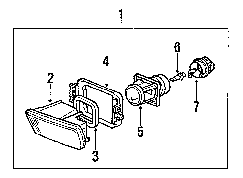 1989 BMW 735i Fog Lamps Lamp Lens Right Diagram for 63171379108