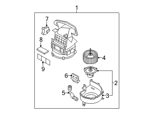 2004 Nissan Maxima Blower Motor & Fan Blower Assy-Front Diagram for 27200-7Y00A