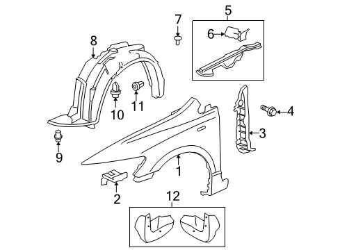 2006 Honda Civic Fender & Components Fender, Right Front (Inner) Diagram for 74101-SNA-A00