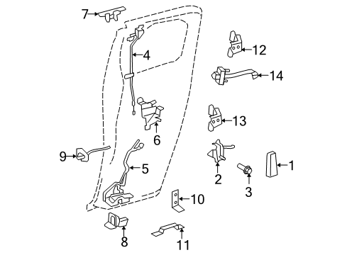 2009 Toyota FJ Cruiser Rear Door - Lock & Hardware Upper Hinge Diagram for 68760-0C010