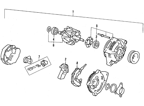1988 Acura Legend Alternator Bearing, Alternator Diagram for 31114-PK1-003