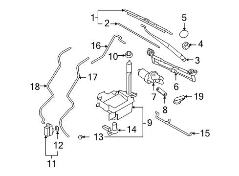 2012 Hyundai Santa Fe Wiper & Washer Components Rear Wiper Arm Assembly Diagram for 98811-2B000