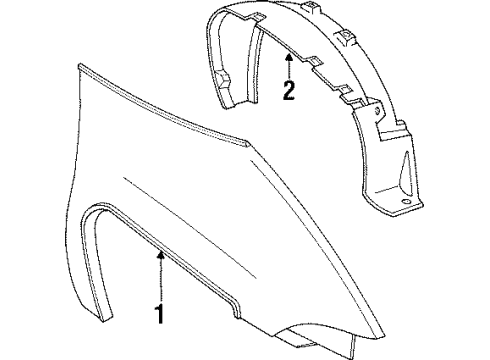 1990 Oldsmobile Silhouette Fender & Components Liner-Front Wheelhouse Panel Diagram for 10210070
