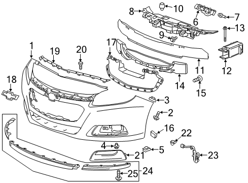 2014 Chevrolet Malibu Front Bumper Harness Diagram for 23134359