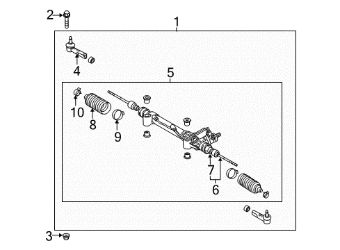 2007 Toyota FJ Cruiser Steering Column & Wheel, Steering Gear & Linkage Rack & Pinion Diagram for 44250-35080