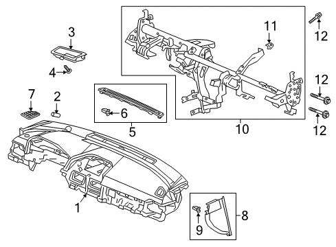 2019 Honda Accord Cluster & Switches, Instrument Panel Space, Adjust Diagram for 90310-TBA-A01
