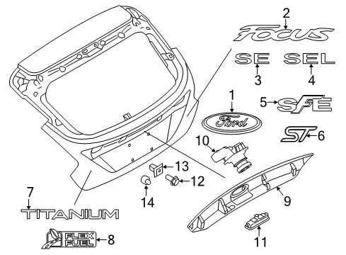 2018 Ford Focus Exterior Trim - Lift Gate Emblem Diagram for F1EZ-9942528-F