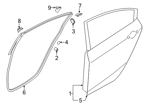 2014 Kia Forte Rear Door WEATHERSTRIP Assembly-Rear Door Side Diagram for 83140A7000