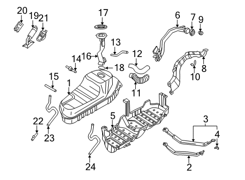 1998 Nissan Pathfinder Fuel System Components Sender Unit Fuel Gauge Diagram for 25060-1W210