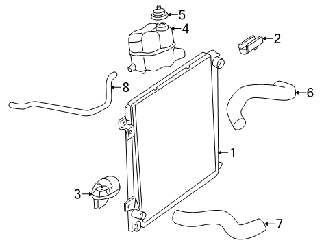 2003 Lincoln Aviator Radiator & Components Reservoir Diagram for 2C5Z-8A080-AC