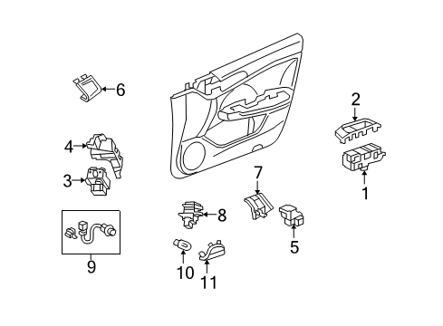 2010 Acura TSX Power Seats Bracket, Driver Side Remote Control Mirror Switch (Premium Black) Diagram for 83564-TL0-G01ZA