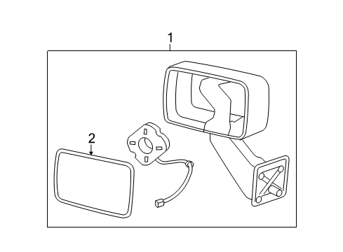 2007 Hummer H3 Outside Mirrors Mirror Assembly Diagram for 15884836