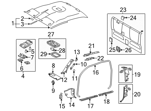 2011 Toyota Tacoma Interior Trim - Cab Headliner Diagram for 63310-04190-B0