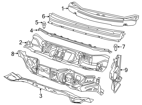 2019 Jeep Cherokee Cowl CROSSMEMBER-Dash Diagram for 68081974AK