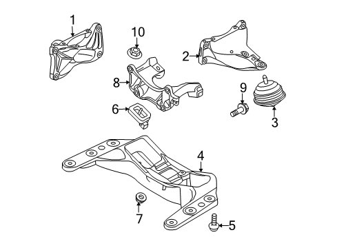 2008 BMW M3 Engine & Trans Mounting Engine Mount Bracket Left Diagram for 22112283203