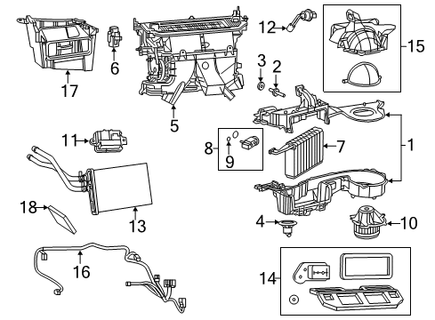 2011 Chrysler 300 A/C Evaporator & Heater Components Motor-Blower With Wheel Diagram for 68037308AA