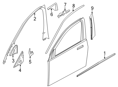 2014 BMW 740i Exterior Trim - Front Door Channel Cover, Exterior, Door, Front Right Diagram for 51337178002