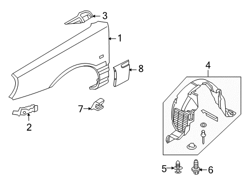 2005 Kia Amanti Fender & Components, Exterior Trim GARNISH-Fender, RH Diagram for 877563F000