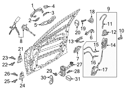 2019 Genesis G90 Front Door - Lock & Hardware Bolt(Windshield Washer) Diagram for 79379-D2000