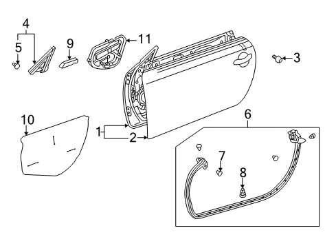 2002 Lexus SC430 Door & Components Weatherstrip, Front Door, RH Diagram for 67861-24051