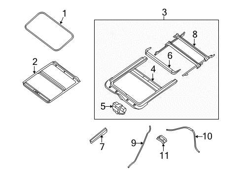 2008 Nissan Altima Sunroof Rail Assy-Sunroof Diagram for 91350-JB11A