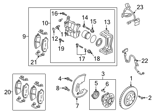 2021 Genesis G70 Front Brakes Disc-Front Wheel Brake Diagram for 51712J5000