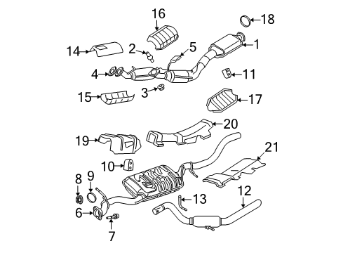 2002 Mercury Mountaineer Exhaust Components Converter & Pipe Diagram for 1L2Z-5F250-EA