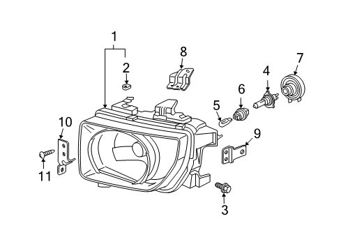 2004 Honda Element Bulbs Bracket B, L. Headlight Mounting Diagram for 33199-SCV-405