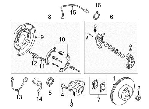 2015 Infiniti Q50 Rear Brakes Rear Brake Plate Assembly, Left Diagram for 44030-1MB6A