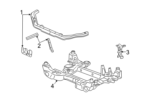 2004 Cadillac SRX Radiator Support Reinforcement, Front End Upper Tie Bar Diagram for 25711276