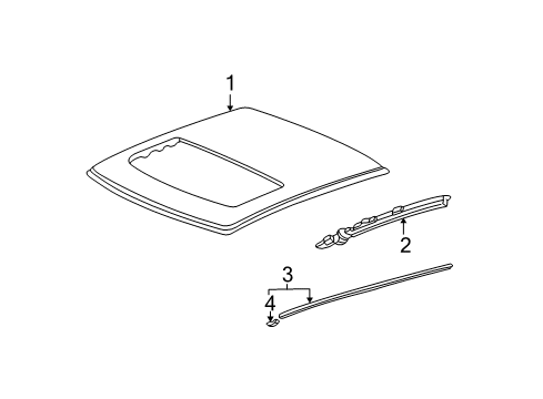 2005 Honda Civic Roof & Components, Exterior Trim Molding Assy., R. Roof Diagram for 74306-S5P-A00