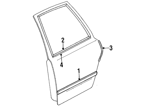 1996 Lincoln Town Car Exterior Trim - Rear Door Body Side Molding Diagram for F7VZ-5425556-PTM