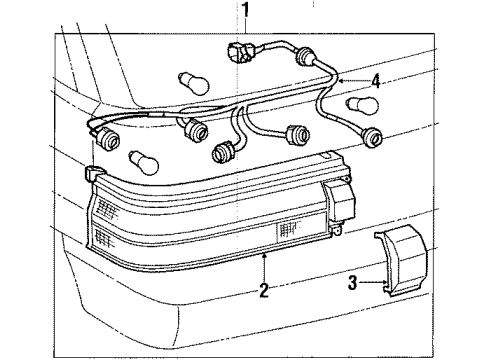 1987 Toyota Tercel Tail Lamps Socket&Wire, Rear Combination Diagram for 81555-16370