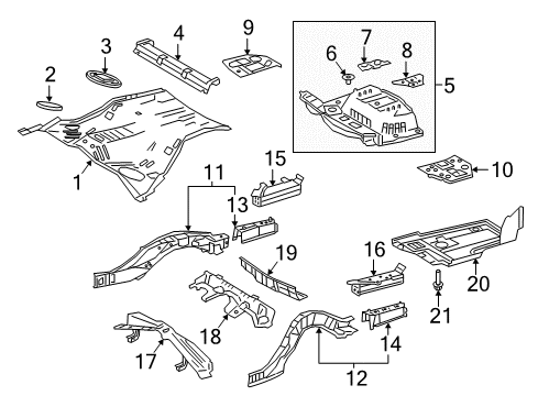 2019 Lexus LC500 Rear Body - Floor & Rails Panel Sub-Assembly, Center Diagram for 58201-11901