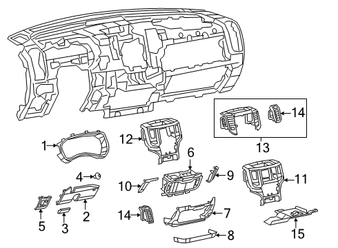 2021 Ram 1500 Cluster & Switches, Instrument Panel I/PANEL-Instrument Panel Diagram for 6MA64HL1AB