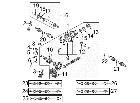 2006 Kia Sorento Carrier & Front Axles Driving Differential-Front Diagram for 536003E602