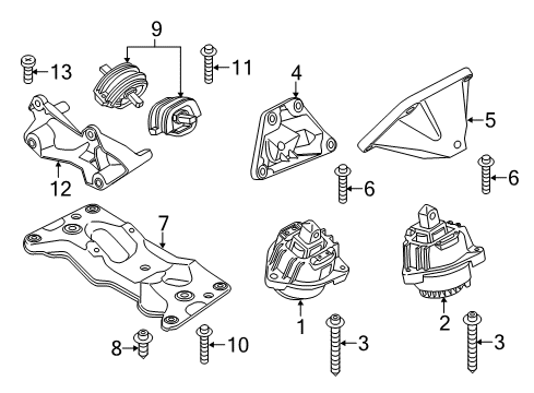 2013 BMW 550i GT Engine & Trans Mounting Gearbox Supporting Bracket Diagram for 22326775909