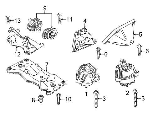 2013 BMW 550i GT Engine & Trans Mounting Gearbox Cross Member Diagram for 22326788568