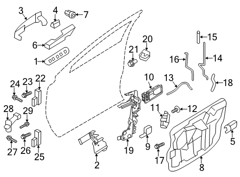 2014 Ford Edge Front Door Handle, Outside Diagram for CA1Z-7822404-B