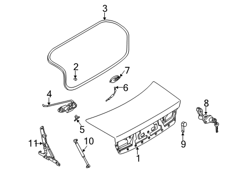2006 Kia Optima Trunk Trunk Key Sub Set Diagram for 812503CR10