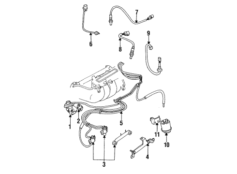 1993 Mitsubishi Mirage Emission Components Oxygen Sensor Diagram for MD182691