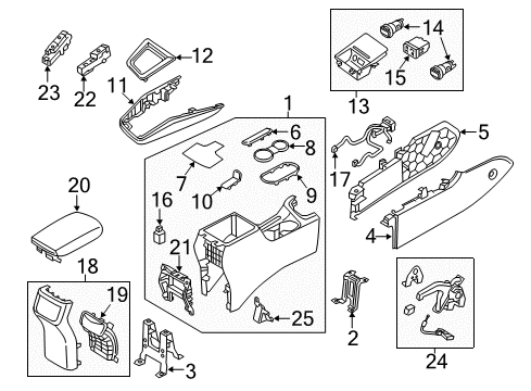 2018 Hyundai Elantra Parking Brake Rear Cup Holder Assembly Diagram for 84654-F2000-TRY