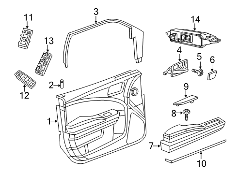 2021 Chrysler 300 Interior Trim - Front Door HANDLE-INSIDE REMOTE CONTROL Diagram for 5PF63LC5AF