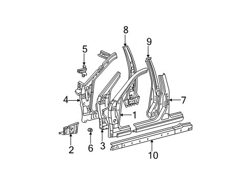 2004 Toyota Camry Center Pillar & Rocker, Hinge Pillar Pillar Reinforcement Diagram for 61303-33030