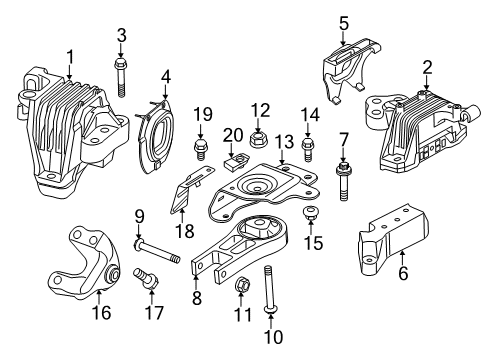 2015 Jeep Cherokee Engine & Trans Mounting Bracket-Torque STRUT Diagram for 68184357AC