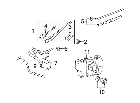 2010 Hummer H3 Back Door - Wiper & Washer Components Wiper, Windshield Diagram for 10389557